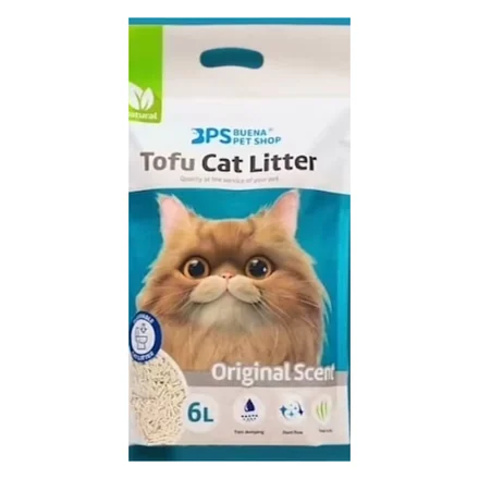 BPS Buena Pet Shop Tofu Cat Litter Original Scent, litière végétale au tofu, sac de 6 litres